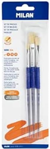 Blíster 3 Pinceles Planos (Pelo cerda Chungking) Mango de plástic...