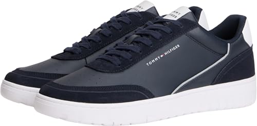 Tommy Hilfiger Herren Th Basket Core Leather Suede Mix FM0FM05881 Low-Top, Blau, Größe 40 – Ansicht 4