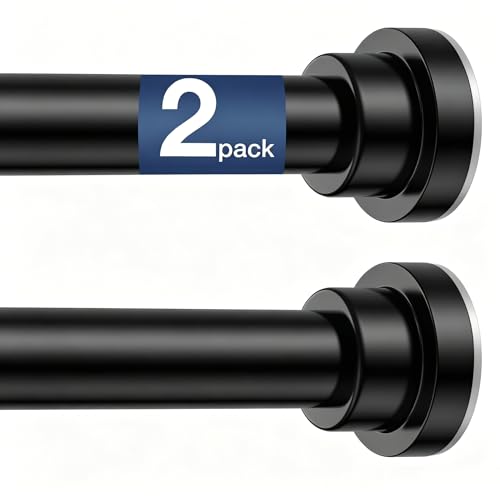 Image of Shower Curtain Rods 31-76 inch 2Pcs Black Spring Tension Rod Adjustable