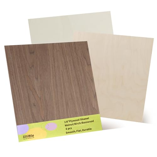 6 Pack Walnut Wood Plywood Sheets 12x12x1/8 Basswood + Walnut + Birch