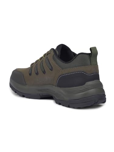 Image of Liberty Leap7x COLUMBO-1E Lacing Men Running Shoes - Dark Grey, Olive Green & Camel | Lightweight Sports Shoes with Comfortable Upper - Cushioned Footbed Suitable for Gym, Marathon, Walking & Outdoor