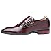 Imagen de ANUFER Masculino Guapo Diseño único Cuero de Fibra Ultrafina Cordones Lateral Zapatos Formales Rojo Oscuro SN071153 EU44