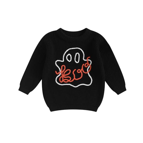 Image of BemeyourBBs Toddler Baby Boy Girl Knit Sweaters Oversized Long Sleeve Embroidery Shirt Newborn Cute Fall Winter Clothes
