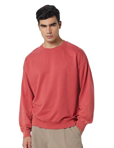 Image of Nobero Oversized Sweatshirts for Man Stylish Crew Neck | 280 GSM Rich Cotton Fleece Solid Oversized Fit Full Sleeve Sweatshirt for Men | Stylish Casual Wear Winter Sweatshirt for Men