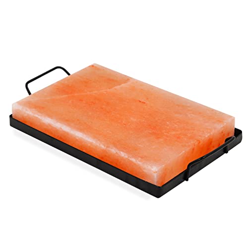 himalayan salt bbq - Veristic Accents Himalayan Rock Salt Cooking Block with Metal Tray 12x8x1.5 inches 12lbs - Kosher Food Grade Natural Pink Salt Mined in Himalaya - Use For Grilling, Cooking, Slicing, and Serving