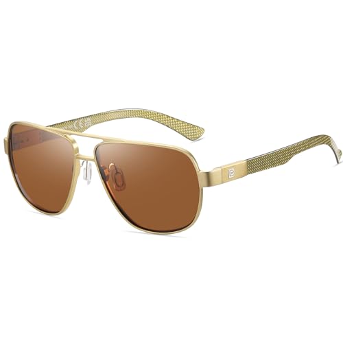 Image of DUCO Aviator Sunglasses for Men Women Carbon Fiber Polarized Sunglasses Men UV Protection for Driving Golf Fishing 3051