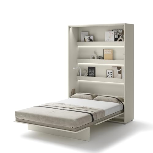 MEBLINI Lit Escamotable Bed Concept - Lit Pliant 1 Personne - Mural Rabattable - Armoire - Placard - Murphy Bed - BC-01-140x200cm Vertical - Cachemire avec...