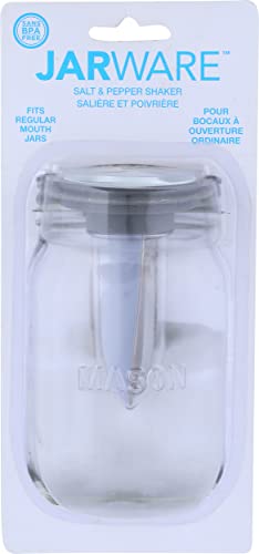 Jarware Salt and Pepper Shaker for Regular Mouth Mason Jars, Grey