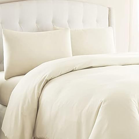 HOTEL QUALITY 200 THREAD COUNT 100% COTTON DUVET COVER SET IVORY BEDDING QUILT WITH PILLOWCASES (King Duvet Cover Set) Cover