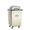 Seville Classics Large Commercial Heavy Duty Rolling Steel Frame Laundry Hamper Canvas Cart Bin, w/ Wheels for Hotel, Home, Closet, Bedroom (PATENTED), Cream, 18.1" D x 18.1" W