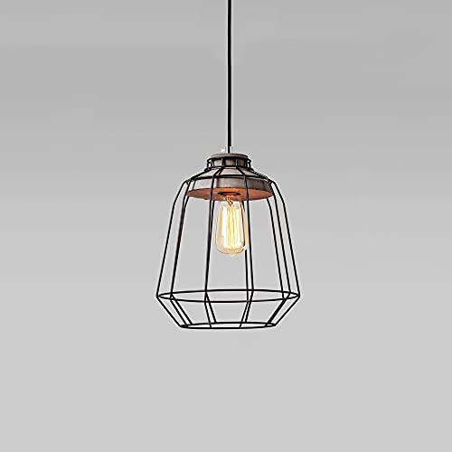Lámpara de techo vintage pequeña estilo loft retro con jaula de hierro forjado negro CFWSHJ
