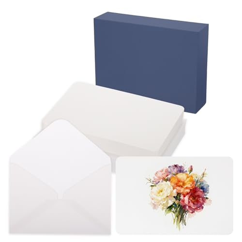 Papier aquarelle 300g/m² MECCANIXITY 40 feuilles 15x10cm avec enveloppes et étui bleu
