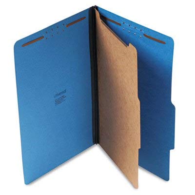 Cartelle di classificazione del cartone pressato, legale, quattro sezioni, blu cobalto, 10/scatola