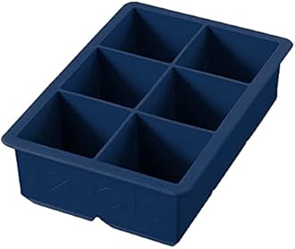 Tovolo Large 2” King Cube Ice Tray Deep Indigo Ice Cube Trays for Whiskey Cocktails Smoothies, Big Square Ice Cube Mold Silicone Freezer Tray for Perfect Rock Cubes BPA Free Dishwasher Safe
