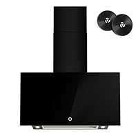 FIREGAS 60cm Wall-Mounted Cooker Hood - 326m³/h Airflow, Touch Control, Energy Saving Brushless Motor, 3 Speed Settings, Tempered Glass, Extractor Fan, Black