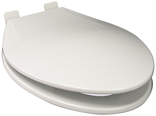 PlumbTech 241-04 Slow Close Round Toilet Seat with Adjustable Hinge, Cotton White