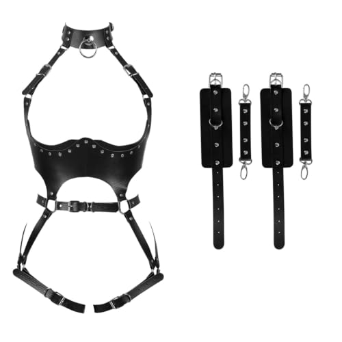 Image of Women Punk PU Leather Body Waist Belt Bodysuit Bondage Body Harness Belt Lingerie Leg Garter BDSM