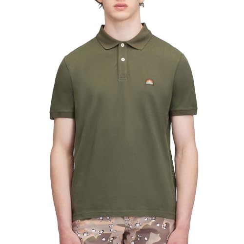 Stretch Piquet Cotton Polo Shirt With Rainbow Patch Green S