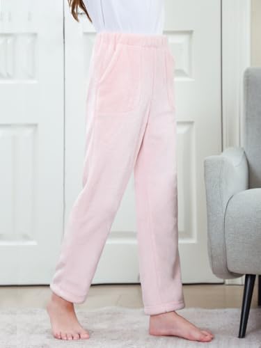Umeyda Girls & Women Pajamas Pants Soft Fleece Fuzzy Plush Lounge PJ Bottoms with Pockets for Kids, 6Years-XL3