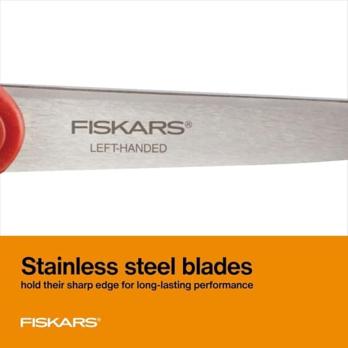 Fiskars All-Purpose Left-Handed Scissors - Ergonomically Contoured - 8" Stainless Steel - Paper and Fabric Scissors for Office, Arts, and Crafts - Red image 5