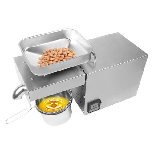 610W Oil Press Machine Automatic Commercial Oil Presser Cold Hot Press,Stainless Steel Kitchen Oil Press Machine With digital screen display for Flax Peanut Sesame Canola Avocado Coconut USA STOCK