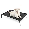 Elevated Dog Bed for Large Dogs, Raised Dog Cot Fits Up to 120 LBs, Heavy Duty Pet Cots with Durable Supportive Teslin Recyclable Washable Mesh, Indoor & Outdoor Pet Bed, Black