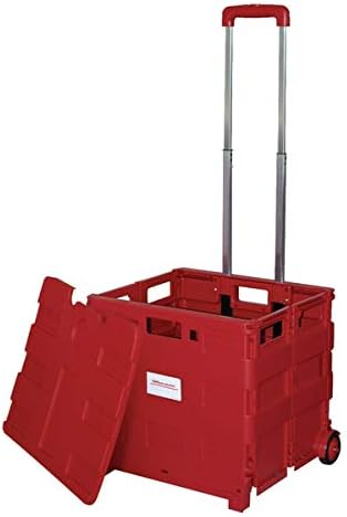 Office Depot Mobile Folding Cart with Lid, 16in. x 18in. x 15in, Red, 50802