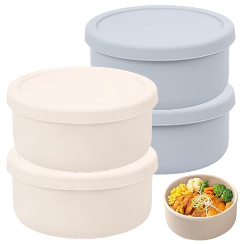 VEGOATY Juego de 4 cajas para pizzas con tapa, perfectas como caja para pizza, caja de fermentación, caja redonda, 14,5 x 6,5 cm, caja de masa para pizza con tapa, caja de fermentación plegable para