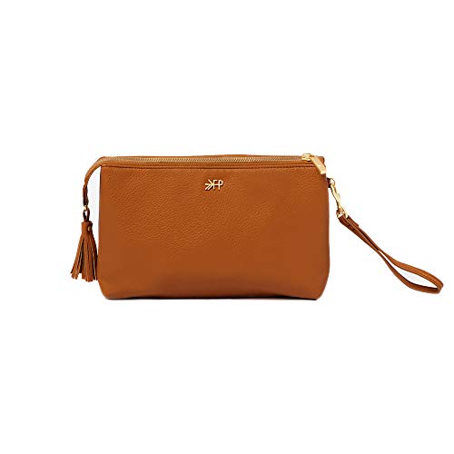 Freshly Picked - Classic Zip Pouch - Diaper Bag Accessory - Vegan Leather Clutch Wallet - Cognac Brown