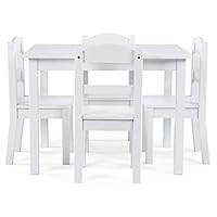 Humble Crew Kids Wooden Table and 4 Chairs Set, White - Kids Table and Chair Set for Toddlers and Children for Arts, Crafts, and Snack Time - Sturdy, Durable Toddler Activity Table