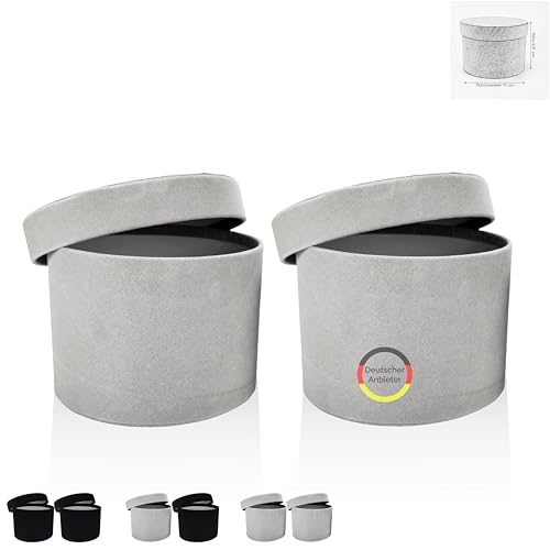 FleurDekoer Juego de 2 cajas de regalo redondas con tapa [terciopelo] Caja de flores para flores, chocolate, para cumpleaños, boda, Navidad, Día de la Madre, Día de San Valentín, 12,5 x 17D cm