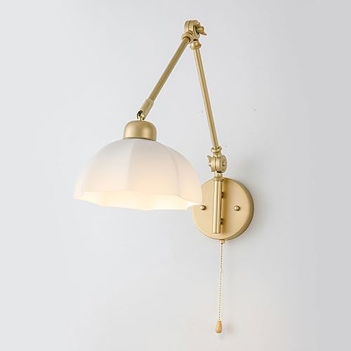 Aplique de pared con brazo oscilante ajustable e interruptor para lectura cómoda 2