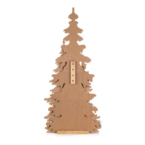Image of Glitzhome 35.5 inchH Wooden Christmas Tree Porch Sign,Standing Porch Decor with Reindeer and Pinecone,Merry Christmas Welcome Sign for Holiday Front Porch Outdoor Decorations