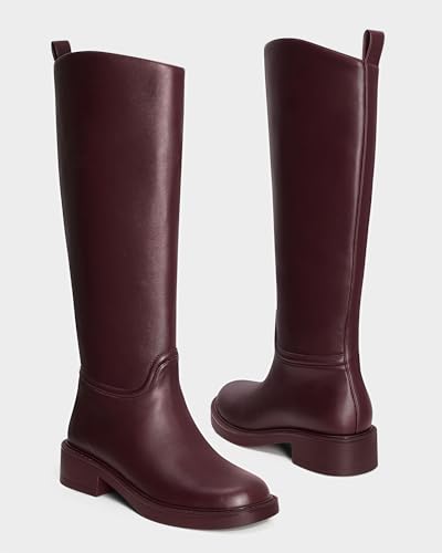 MUCCCUTE Knee High Boots Women Chunky Low Flat Heel Tall Riding Boots Round Toe Comfort Long Boot Fall Winter Pull On4