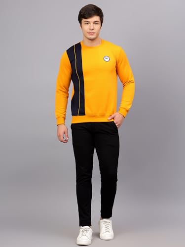 Image of Ben Martin Men's Round Neck Regular Fit Full Sleeve Side Penal Contrast Cotton Polyester Sweatshirt