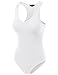 Racerback Tank Top Bodysuits Sleeveless Sexy V-Neck Cotton Jumpsuits White L
