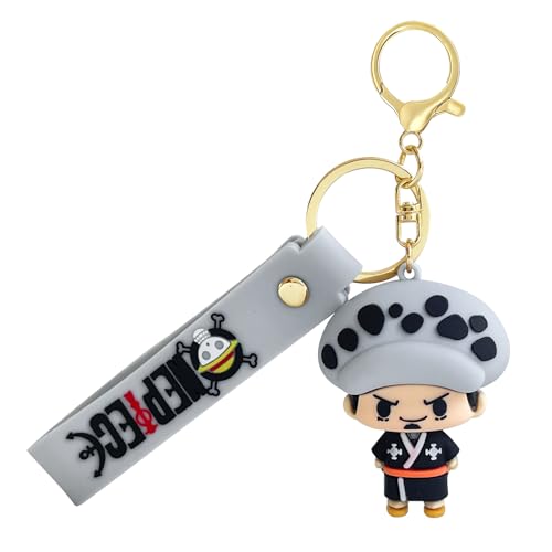 ACZHHZC OP Anime Cartoon Keychains Cute Mini Figure Keychains Fun Backpack Keyring Accessories Gifts for Men (Law)