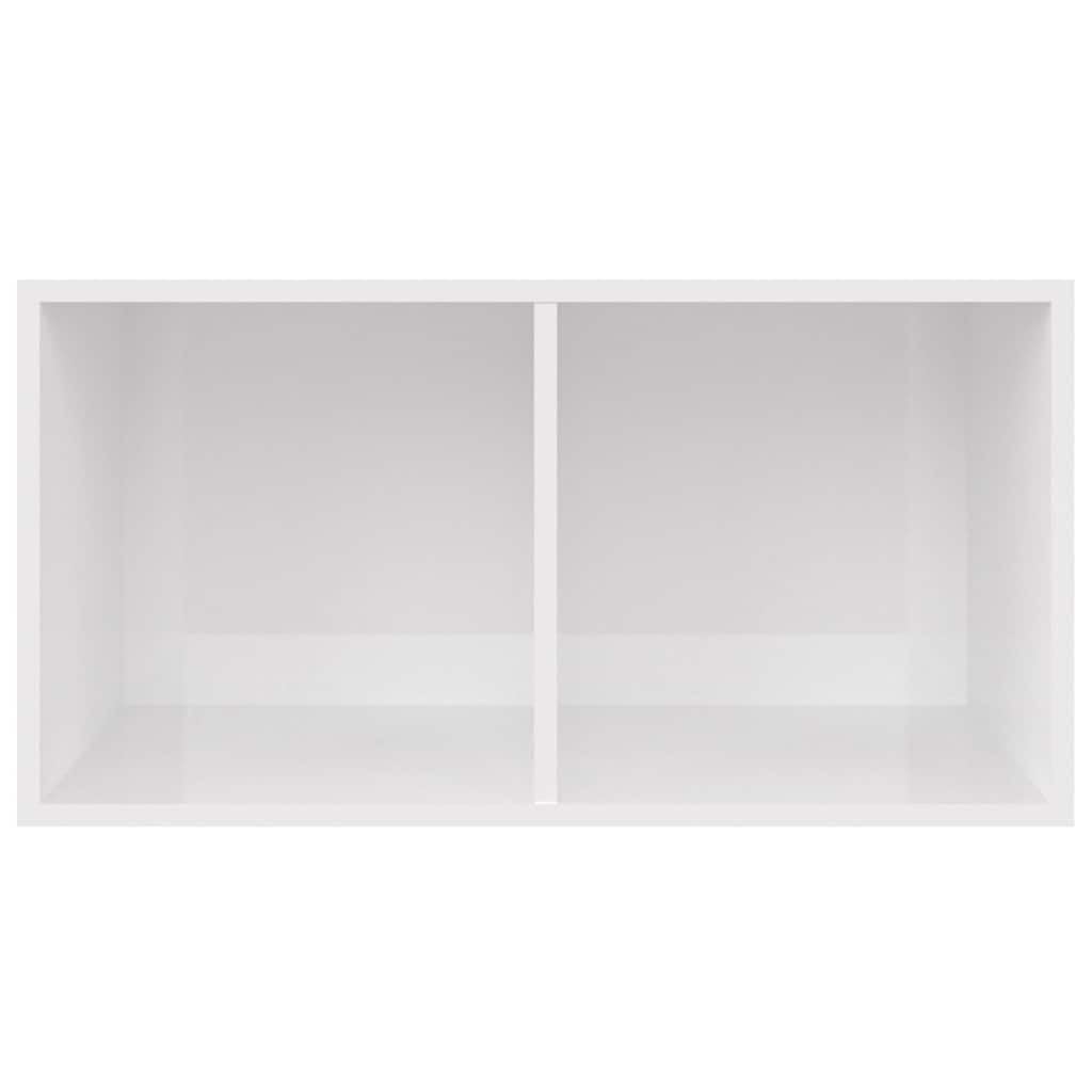 Contenitore per dischi in legno bianco lucido, 71 x 34 x 36 cm, 2 scomparti, per riporre vinili, CD, DVD, TV Lowboard e home theater