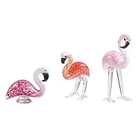 WEWAYSMILE 3pcs 3 style Crystal Figurines Collectibles, Flamingo Glass Ornament, Miniature Hand Blown Art, for Home Garden Decorations Creative Gifts