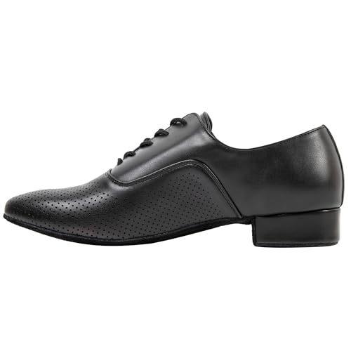 Linodes Breathable Men's Latin Dance Shoes 1 Inch Leather Sole Ballroom Salsa Tango Waltz Character Shoe2