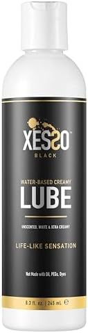 XESSO Water-Based Creamy Lube, Unscented 8.3 Fl Oz, Thick White Gel-Like Slippery Glide, Hypoallergenic for Women, Men & Couples. Made in US & Discreet Package. Package May Vary