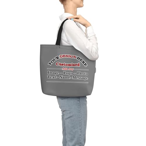 Custom Personalized Tote Bag With Your Team Logo Text Image Custom Bags For Work Travel Shopping Women Shoulder Handbag 6