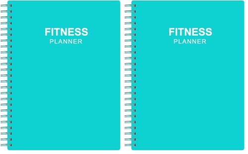 Fitness Planner for Women & Men - A5 Workout Log Book/Exercise Log to Track Weight Loss, Gym, Bodybuilding Progress - Daily Health & Wellness Journal, 5.8X8.25 In Workout Book (Pack of 2)