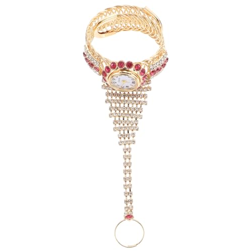 CHILDWEET Reloj De Señoras Pulsera De Reloj Señora Pulsera Reloj De Pulsera De Diamantes Pulsera Reloj Anillo Pulsera De Anillo De Diamantes De Imitación Reloj De Pulsera Retro Rosa Pedrería
