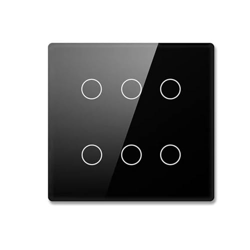 Interrupteur tactile en verre trempé noir 6 voies pour moderniser l'éclairage de votre salon