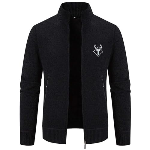 Cambkatl Men's Vintage Full Zip Stand Collar Cardigan Sweaters - Long Sleeve Fall Winter Knitted Slim Fit Casual Outerwear3