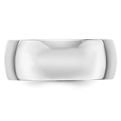 10k White Gold 8mm Men's Plain Classic Dome Wedding Band Ring2