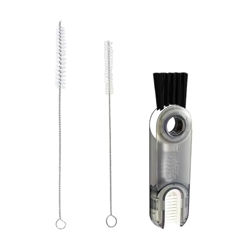 Cepillo de Limpieza, Cepillo de Limpieza Multifunción 3 en 1 y 2 Pcs Cepillos de Paja, Cepillos de Limpieza de Hendiduras, Cepillo de Limpieza de Botellas de Agua, Cepillos de Limpieza de Paja