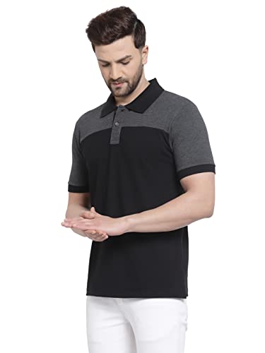 Image of Kalt Men Half Sleeve Polo Neck Dual Colour Cotton Blend T-Shirt