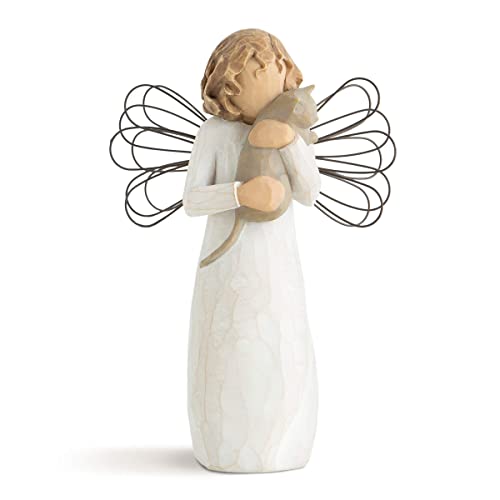 Willow Tree with affection Angel, I Love Our Friendship, prezent dla uczczenia ukochanych zwierząt domowych i miłośników kotów, rzeźbiona ręcznie malowana figurka